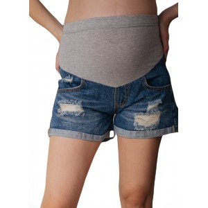 Рваные джинсовые шорты для беременных с регулировкой